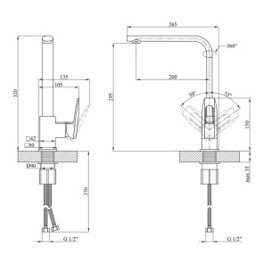 Смеситель для кухни Kroner KRM Kante-C030 №8