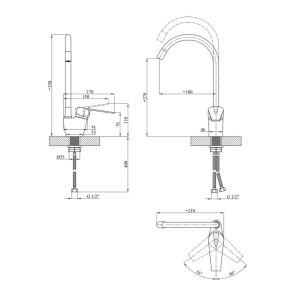 Смеситель для кухни Kroner KRM Odra-C032BLK №7