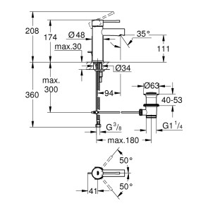 Змішувач для раковини Grohe Essence S-Size 32898001 №2