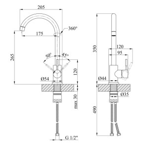 Смеситель для кухни Kroner KRP Edelstahl Klassisch-WEI035 №9