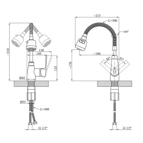 Смеситель для кухни с гибким изливом Kroner KRM Odra-C039-1 №9