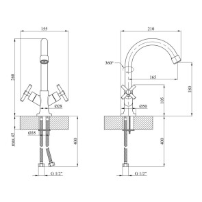 Смеситель для кухни Kroner KRM Aller-C030 №7