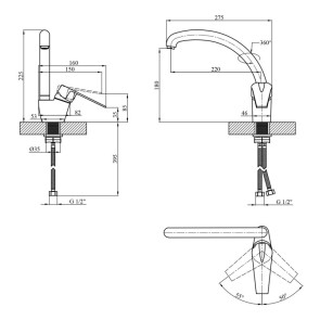 Змішувач для кухні Kroner KRM Odra-W035 №7