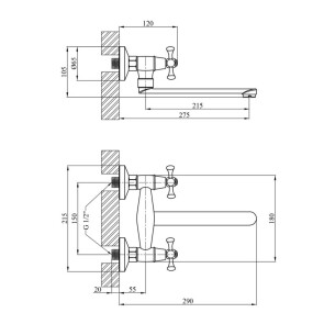 Смеситель для кухни настенный Kroner KRM Rhein-C040 №7