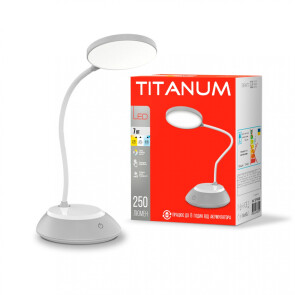 LED лампа настiльна з акумулятором TITANUM TLTF-022G 7W 3000-6500K USB сіра №1