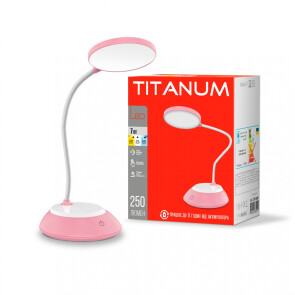 LED настольная лампа с аккумулятором TITANUM TLTF-022P 7W 3000-6500K USB розовая №1