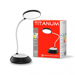 LED лампа настiльна з акумулятором TITANUM TLTF-022B 7W 3000-6500K USB чорна №1