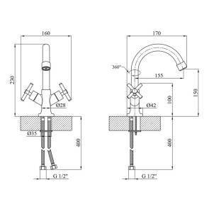 Змішувач для раковини Kroner KRM Aller-C010 №7