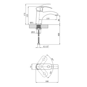 Смеситель для раковины Kroner KRP Konstante-C010B №6