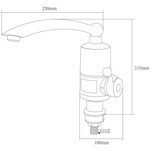 Кран-водонагрівач проточний NZ 3.0кВт 0.4-5бар для кухні гусак прямий на гайці з дисплеєм AQUATICA (NZ-6B242W) №3