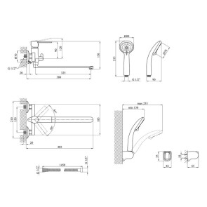 Смеситель для ванной Kroner KRP Basis-C070 №7