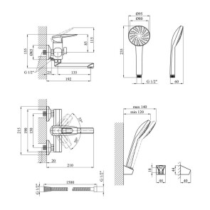 Смеситель для ванной Kroner KRM Kante-C060 №7