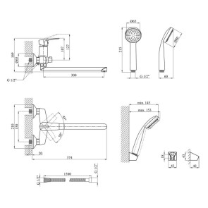 Смеситель для ванной Kroner KRM Odra-C070 №9