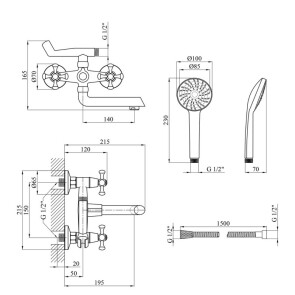 Смеситель для ванной Kroner KRM Rhein-C060 №6