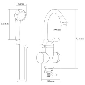 Кран-водонагрівач проточний LZ 3.0кВт 0.4-5бар для ванни гусак вухо на гайці AQUATICA (LZ-6C111W) №2