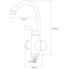 Кран-водонагреватель проточный LZ 3.0кВт 0.4-5бар для кухни гусак ухо на гайке AQUATICA (LZ-6B111W) №2