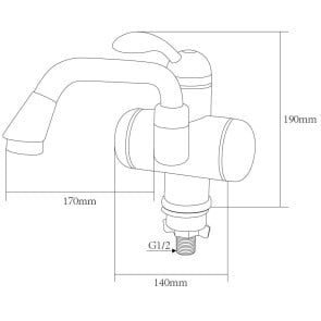 Кран-водонагреватель проточный LZ 3.0кВт 0.4-5бар для раковины гусак изогнутый длинный на гайке AQUATICA (LZ-5A211W) №2