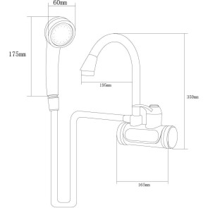 Кран-водонагреватель проточный JZ 3.0кВт 0.4-5бар для ванны гусак ухо настенный AQUATICA (JZ-7C141W) №3