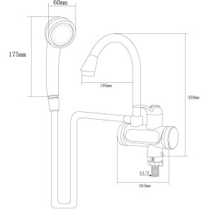 Кран-водонагрівач проточний JZ 3.0кВт 0.4-5бар для ванни гусак вухо на гайці AQUATICA (JZ-6C141W) №3