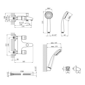 Смеситель для ванной Kroner KRM Regen-C060 №7