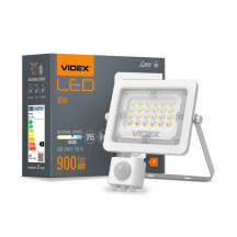 LED прожектор VIDEX F2e 10W 900Lm 5000K 220V с датчиком движения и освещенности