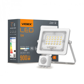 LED прожектор VIDEX F2e 10W 900Lm 5000K 220V с датчиком движения и освещенности №1