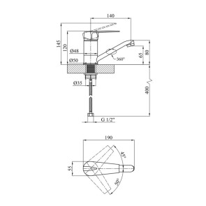 Смеситель для раковины Kroner KRM Odra-C010 №7