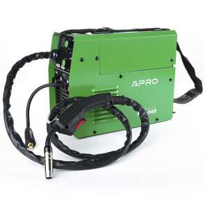 Зварювальний напівавтомат інверторний APRO MIG-140, 20-140А, ел.4мм, пр.0.8-1мм 1кг 3+2.5+2м №3