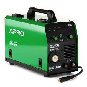 Зварювальний напівавтомат інверторний APRO MIG-200, 20-200А, ел.5мм, пр.0.8-1мм 5кг 2.5+1.5+3м №1