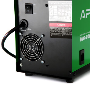 Зварювальний напівавтомат інверторний APRO MIG-200, 20-200А, ел.5мм, пр.0.8-1мм 5кг 2.5+1.5+3м №6