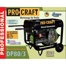 Генератор дизельний PROCRAFT DP80/3 + Олива PROCRAFT 4T DIESEL 1.4л.