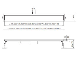 Душевой трап из нержавеющей стали SUS304 KOER FD35-70x600 Black (KR3272) №2