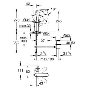 Змішувач для раковини Grohe Eurostyle 23569003 №2