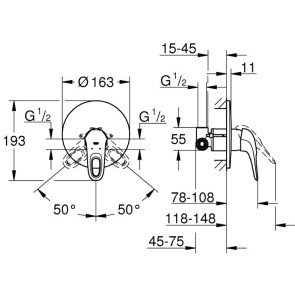 Смеситель скрытого монтажа для душа Grohe Eurostyle 33635003 №2