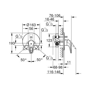 Змішувач прихованого монтажу для душу Grohe Eurostyle 33637003 для двох споживачів №2