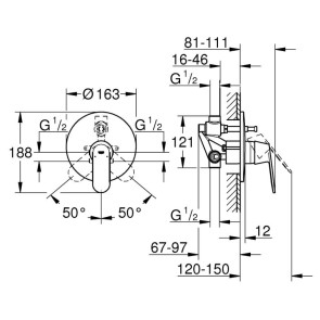 Змішувач прихованого монтажу для душу Grohe Eurosmart Cosmopolitan 32879000 для двох споживачів №2