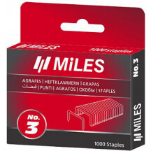 Скобы Miles No.3-8MM, 1000 шт, ширина – 11,40 мм, толщина – 0,75 мм, аналог: Rapid 53