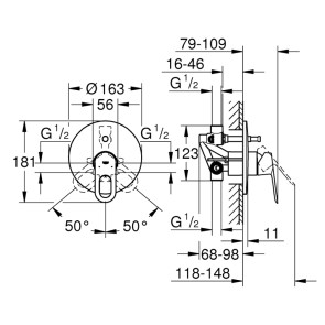 Смеситель скрытого монтажа для душа Grohe BauLoop 29081000 на два потребителя №2