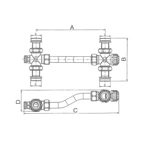 Байпас для коллектора KOER KR.1023 - 1'' с трехходовым разделителем (KR2891) №2