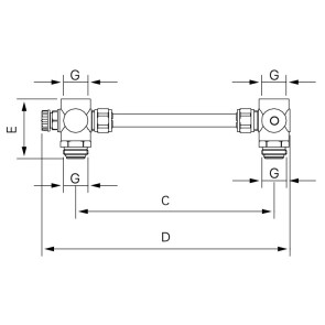 Байпас для коллектора KOER KR.1024 - 1'' (без термометра) (KR2924) №4