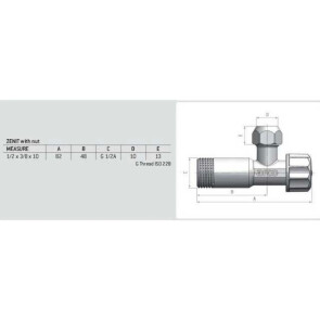 Кран угловой вентильный ARCO 1/2х 3/4(+3/8) ZENIT Z0915 REGULA №5