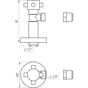 Кран напівобертовий кутовий з цангою SOLOMON 1/2х 3/8 Retro 7077 №5