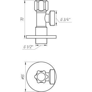 Кран вентильний кутовий SOLOMON 1/2х 3/4 160403 №6