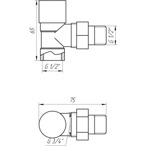 Кран вентильний з американкою 1/2″ кутовий п/ключ CHROM Art. 1844 Solomon №3