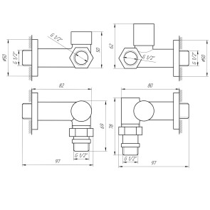 Кран вентильний кутовий з американкою SOLOMON LUX 1/2″ CHROM 7777 TEN (2шт.) №5