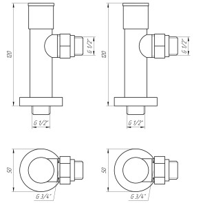 Набор Кран вентильный угловой с американкой SOLOMON LUX 1/2″ 7777 (2шт.) BLACK №7