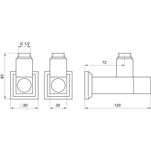 Набір Кран напівоборотний кутовий з американкою SOLOMON LUX 1/2″ CUBE CHROM 8888 (2шт.) №3