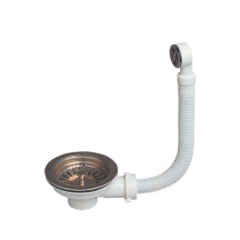 Клапан донный для кухонной мойки 1½" с нерж. решеткой и переливом WIRQUIN