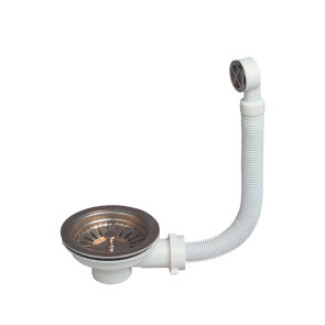 Клапан донний для кухонної мийки 1½" з нерж. решіткою та переливом WIRQUIN №1