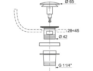 Клапан донний для раковини Click-Clack з переливом 1¼" 76-93мм WIRQUIN №4